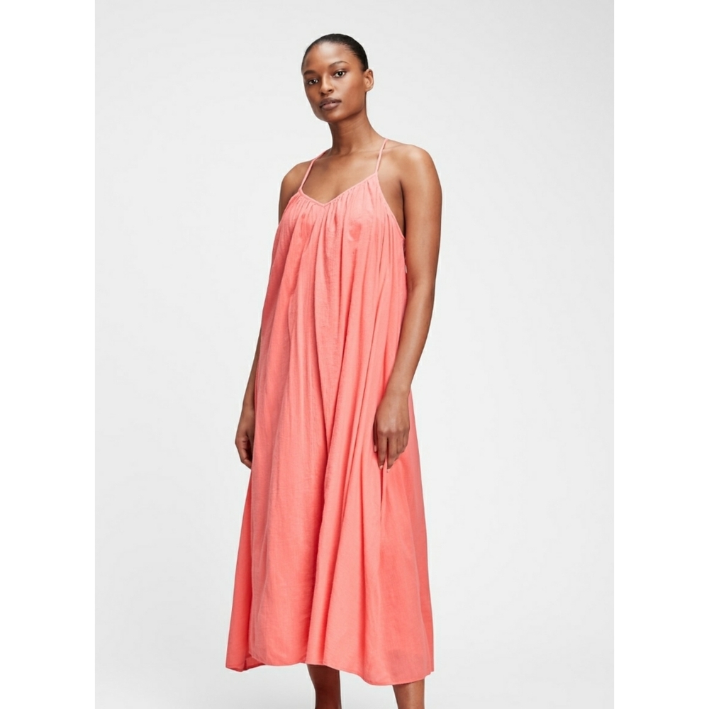 GAP coral cotton tie back cami halter Vacation Beach dress S